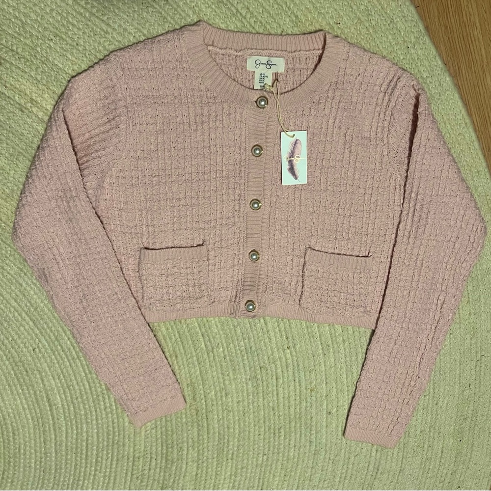 Jessica Simpson baby pink cropped cardigan NWT
